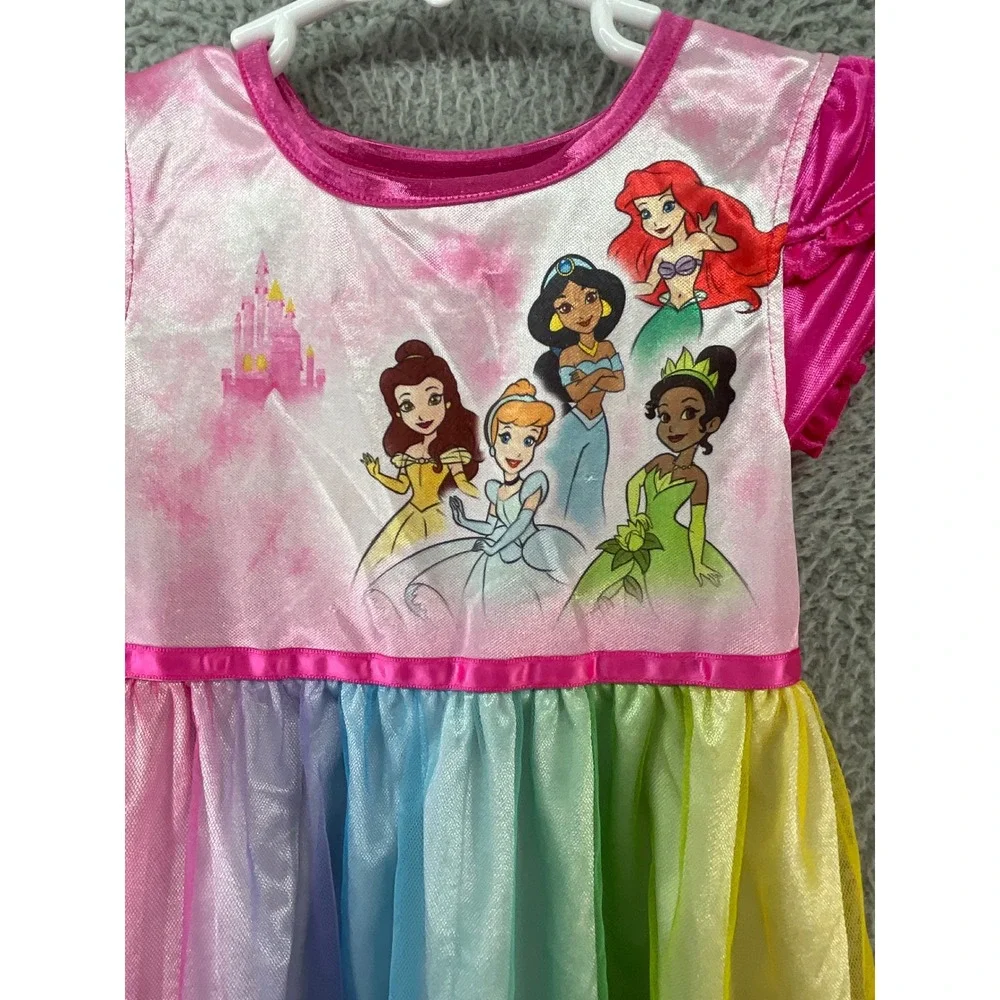 Disney Princess Nightgown Toddler 5T Pink Rainbow Excellent Flame Resistant